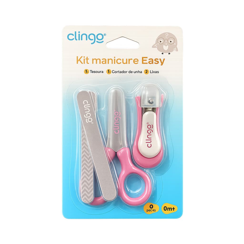 Kit Manicure Easy Para Bebês Com 4 Peças Rosa - Clingo
