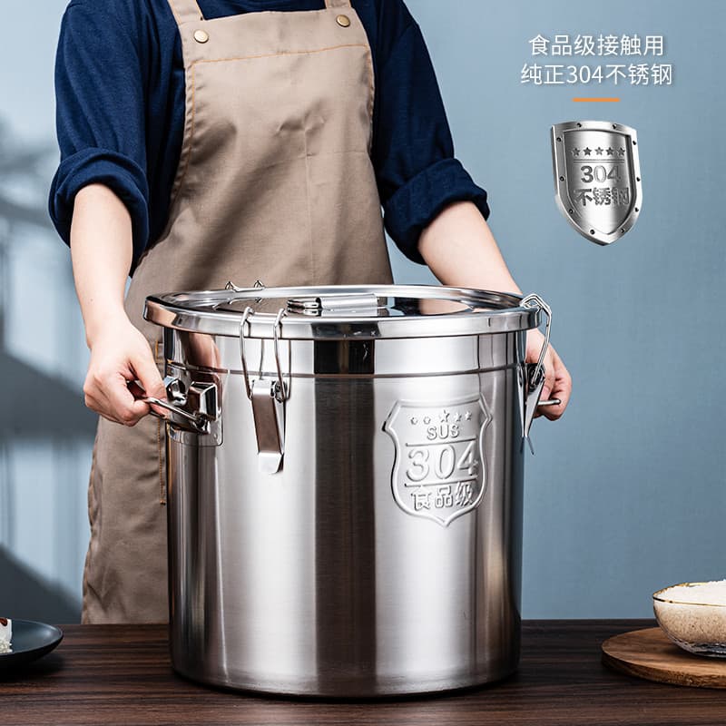 Caixa de armazenamento de arroz de aço inoxidável 304 de qualidade alimentar Balde de armazenamento selado Tanque de arm