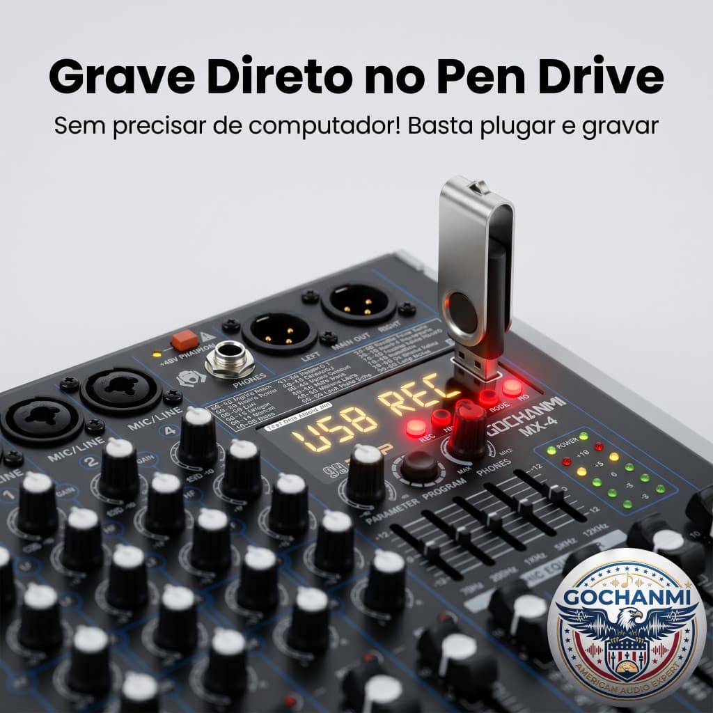 Gochanmi MX4 Mixer de Áudio 4 Canais Bluetooth USB 99 DSP Para Live