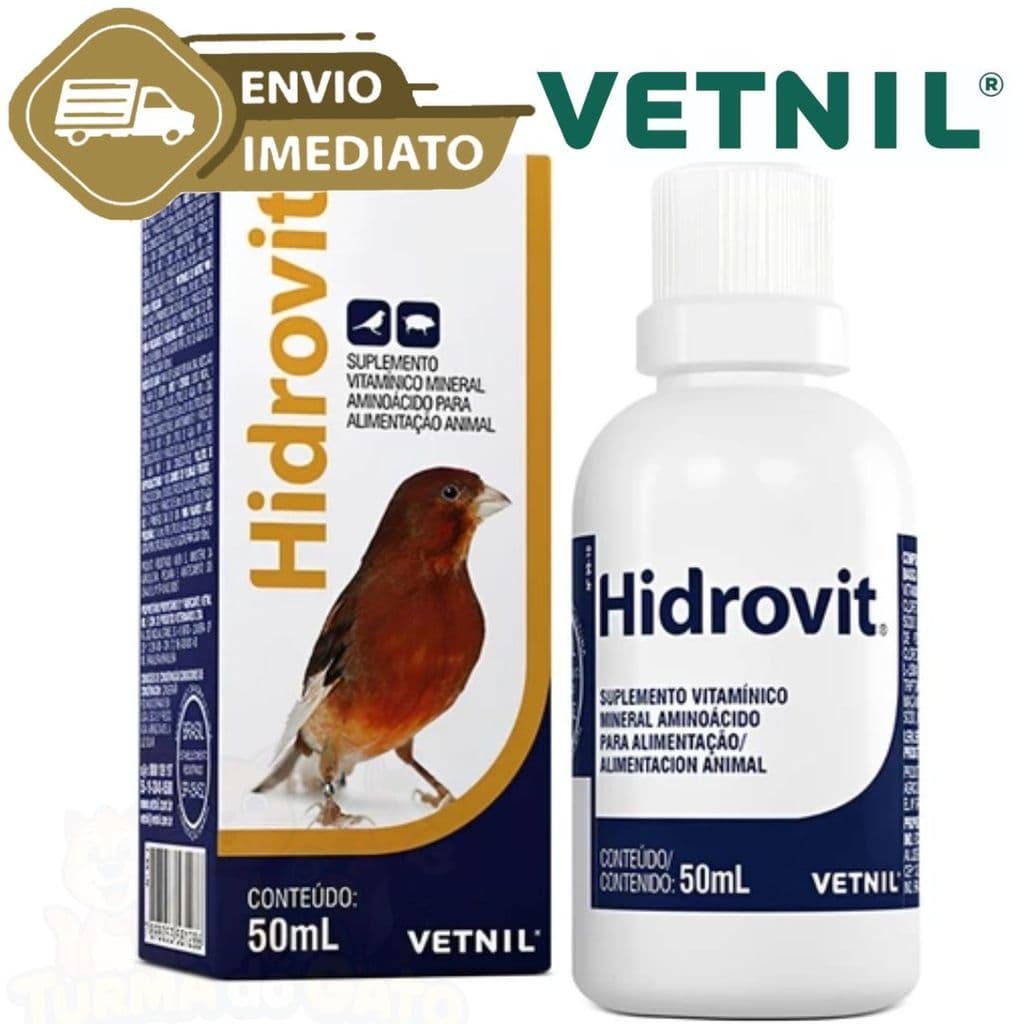 Hidrovit Suplemento Para Aves e Suínos 50ml Vetnil Aumento Peso Inicial Envio Imediato