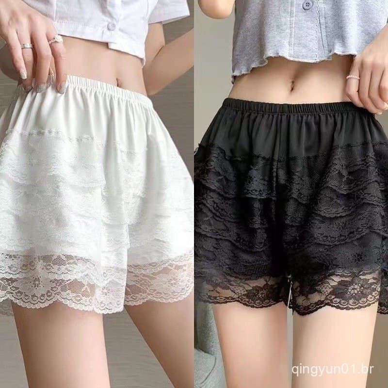 Lolita Calças De Segurança Em Camadas De Renda Verão Femininas Finas Anti-Luz Saia JK Abóbora Leggings Loose Wearable Ho
