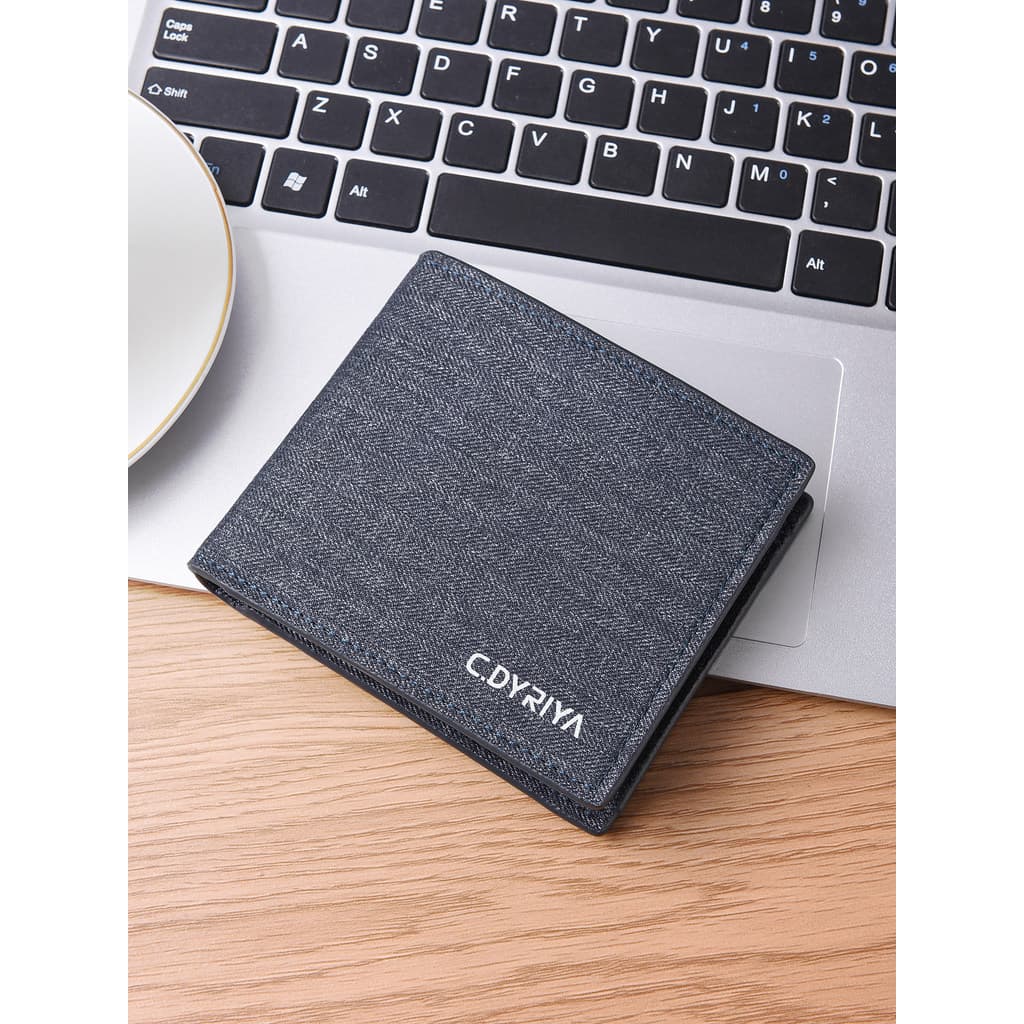 carteira masculina carteira masculina com ziper Carteira de lona masculina curta Ultra-fina estudante simples único Mult