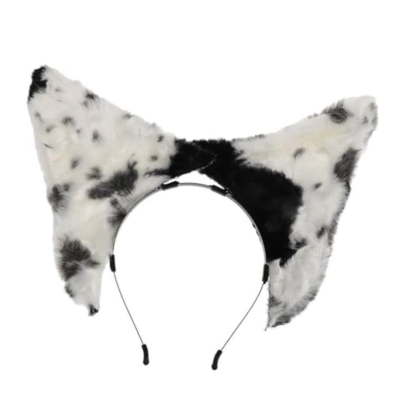 Uonlytech Dálmata Orelhas De Cachorro Tiara Cocar De Filhote Fofo Preto E Branco Orelha De Animal Argola De Cabelo Para