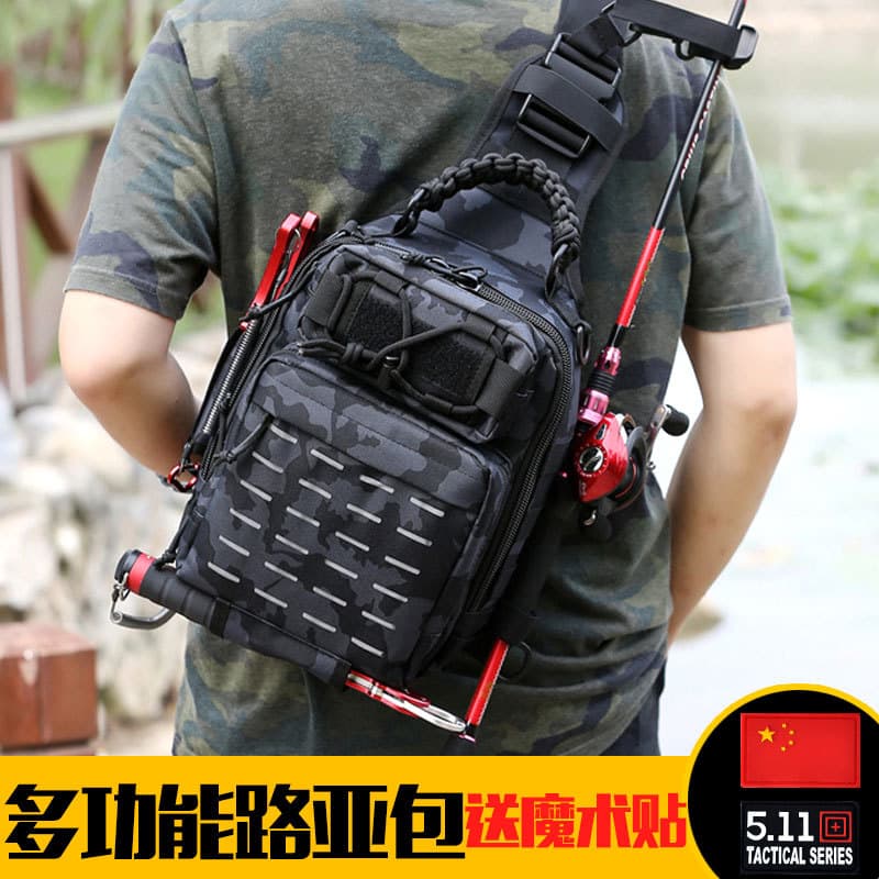 2022 novo estilo masculino saco de peito multifuncional isca saco de ombro mensageiro mochila tático cintura saco de pes