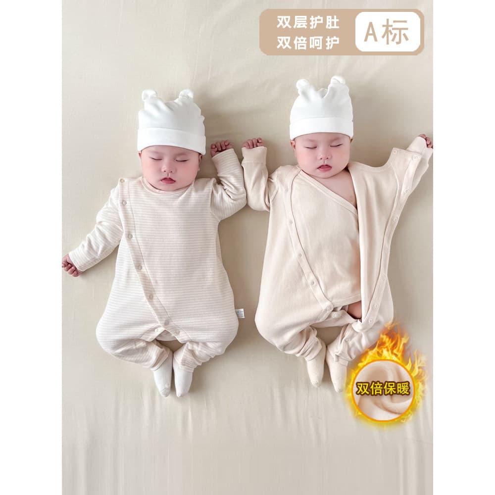 Roupas de bebê outono inverno quente Outing macacão bebê puro algodão macacão recém-nascido casa roupas proteção da barr