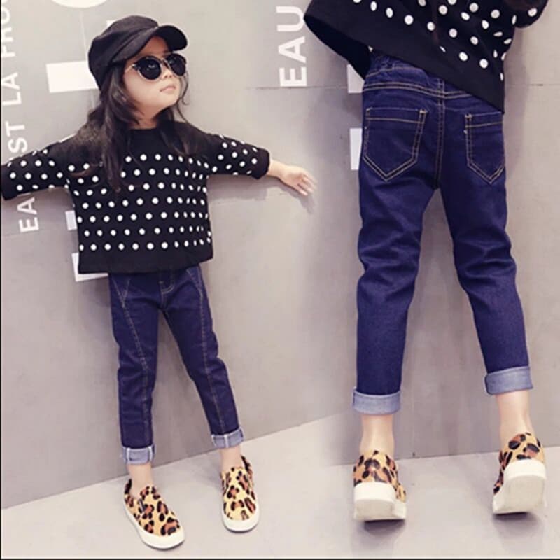 Meninas jeans meninas moda 2026 novo estilo outono inverno roupas crianças casuais solto magro crianças jeans na moda