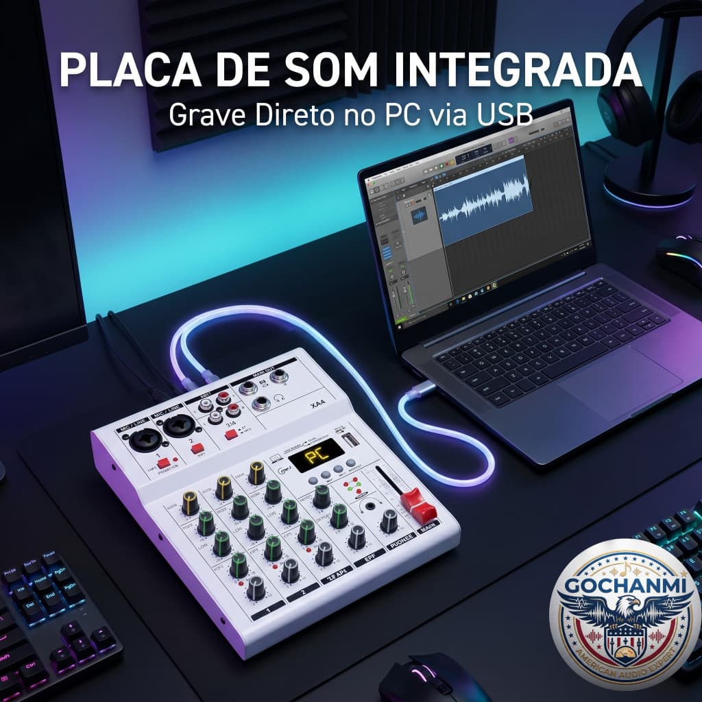 Interface de Áudio Mixer XA4 4 Canais USB Bluetooth Para Home Studio