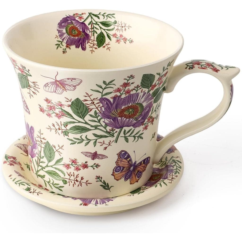 Conjunto de Xícara e Pires DOWAN de 14 OZ, Xícara de Cappuccino/Latte de Cerâmica, Caneca de Café de Porcelana Floral co
