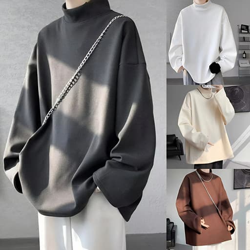 Amantes Do Estilo Coreano Solto casual Masculino E Feminino Gola Alta Pulôver Suéter m -