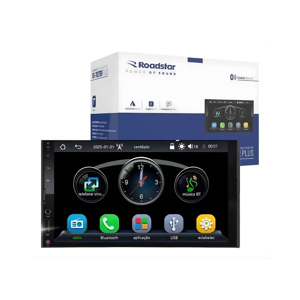 Multimídia Mp5 Carplay Tela 7" Polegadas USB Bluetooth Carplay e Android Auto Roadstar - RS7007BR MI