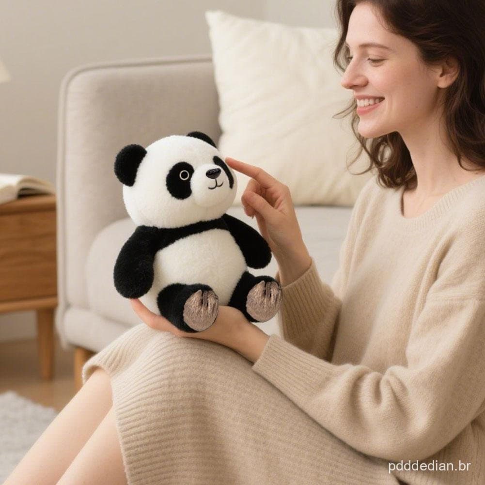 Brinquedo De Pelúcia Panda Sentado 23cm-Boneca Realista Com Algodão Pp Super Macio Para Crianças P3j2