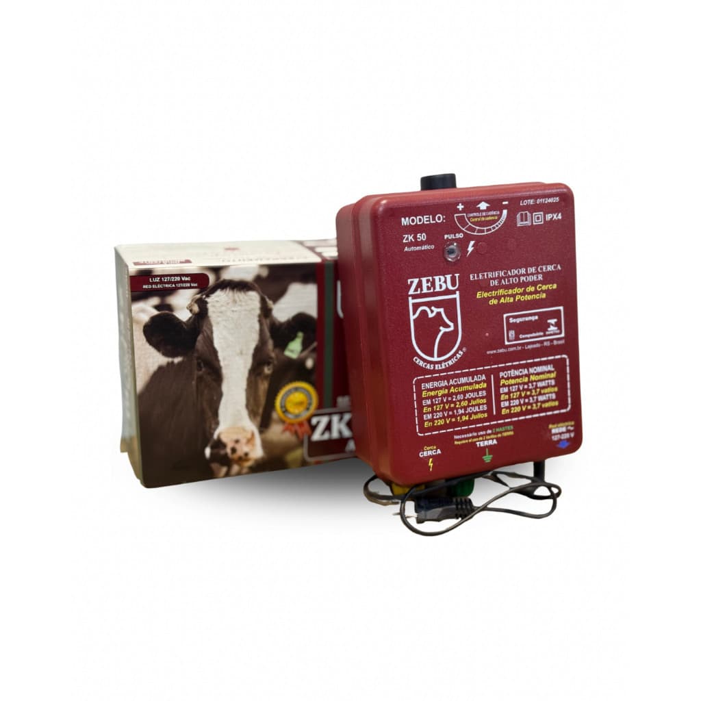 Eletrificador Cerca Elétrica Rural Zebu ZK50 Bivolt Automático
