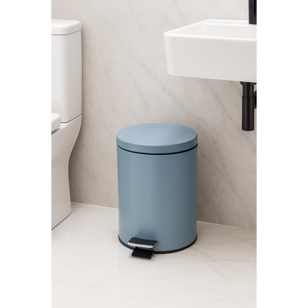 Lixeira redonda com pedal aço inox balde lixo cozinha banheiro