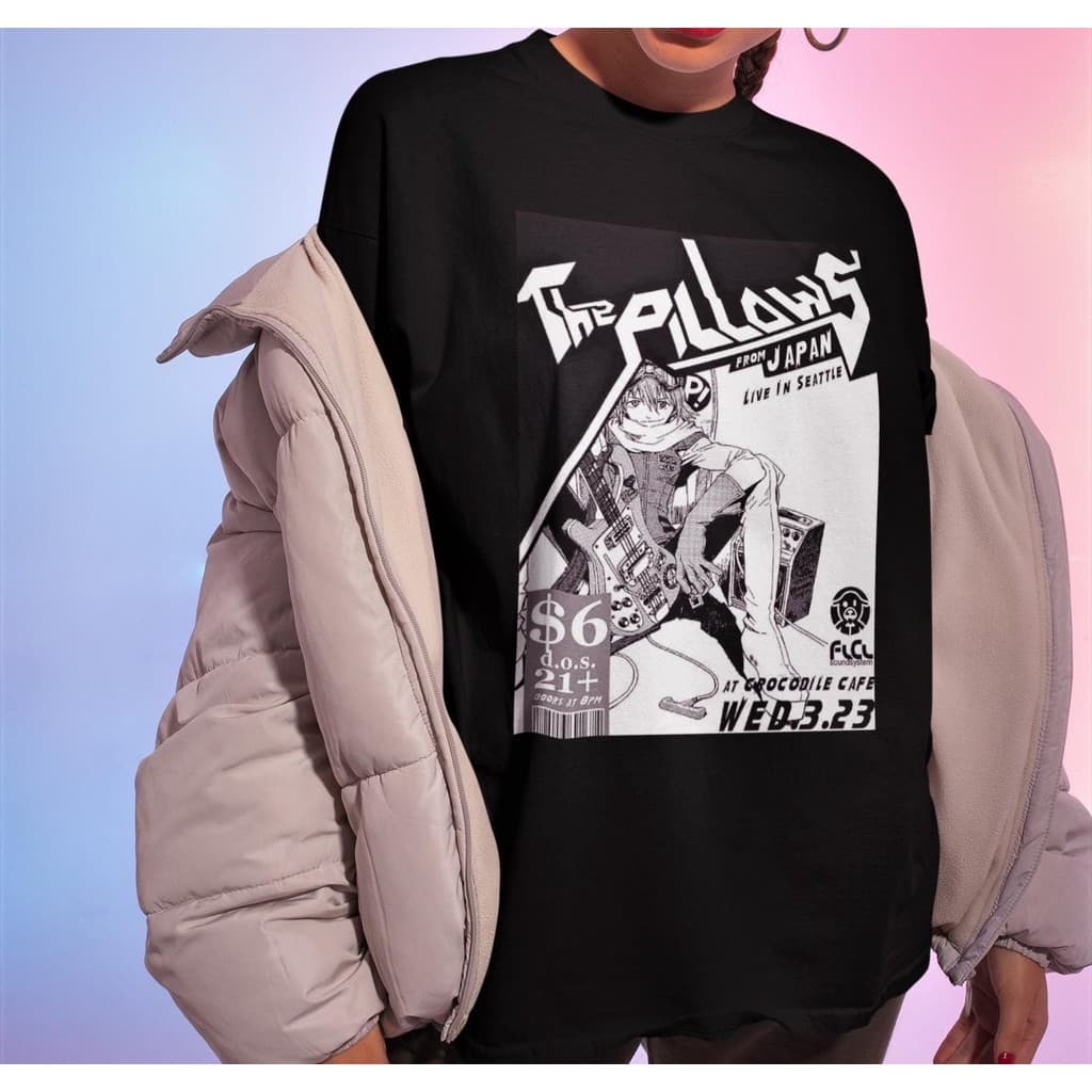Camiseta Masculina Feminina Estampa The Pillows FLCL Anime Rock T-shirt Unissex Streetwear