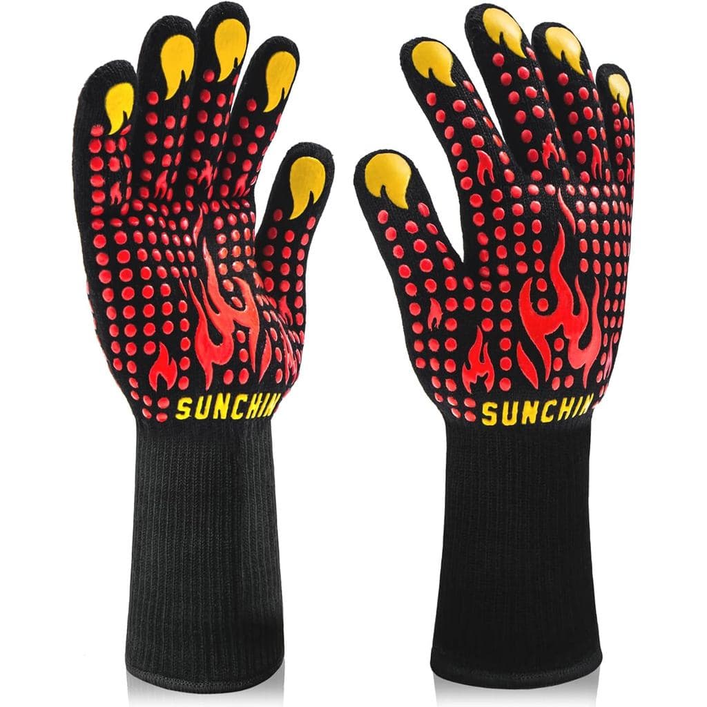 Luvas à prova de fogo para churrasco, resistentes a cortes 1472 ° Luvas Resistentes ao Calor F, Luvas de Silicone Antide