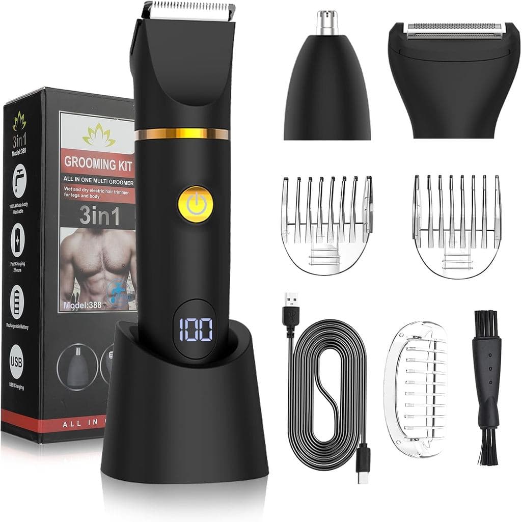 Aparador Corporal Manscape para Homens, Kit de Cuidados Masculinos 3 em 1 com Aparador de Pelos do Nariz/Púbicos e Apara