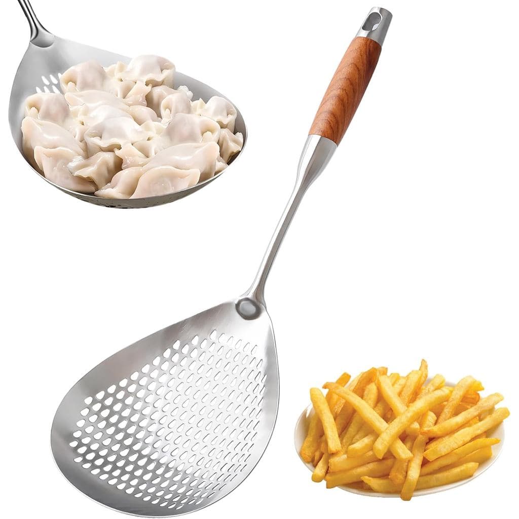 Escumadeira com Fendas, Escumadeira de Aço Inoxidável 304 para Cozinhar e Fritar, Escumadeira para Massas, 5,8 Polegadas