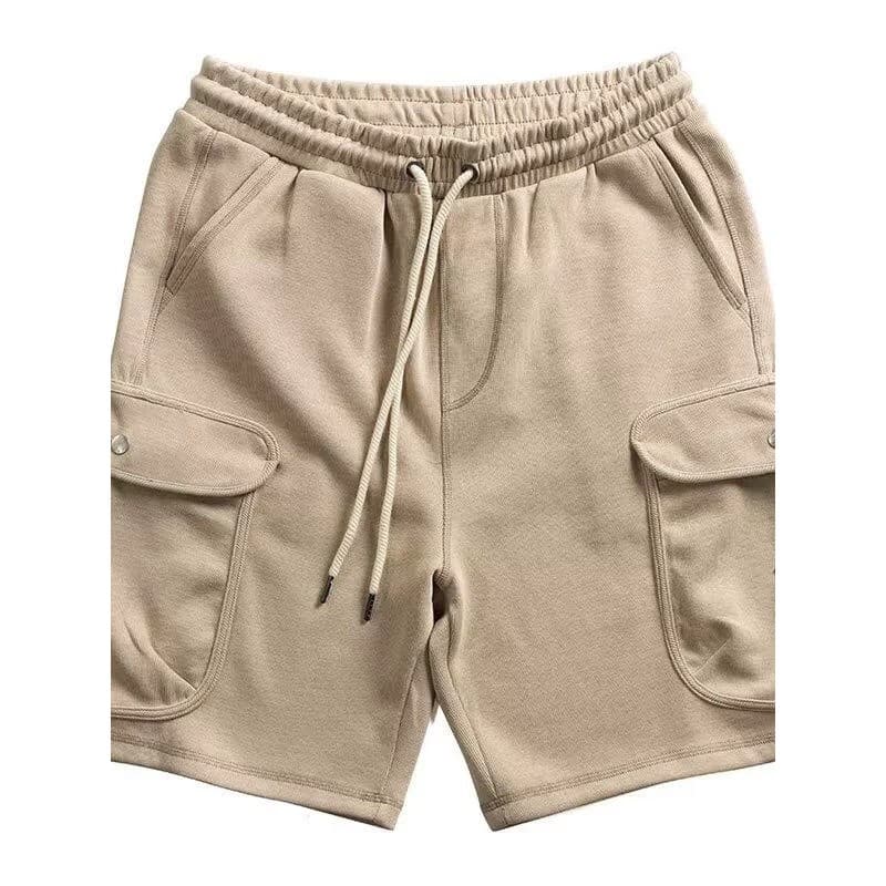 Americano pesado Shorts masculino Casual cor sólida esportes Sweatpants de malha calças de cinco pontos macacão cordão s