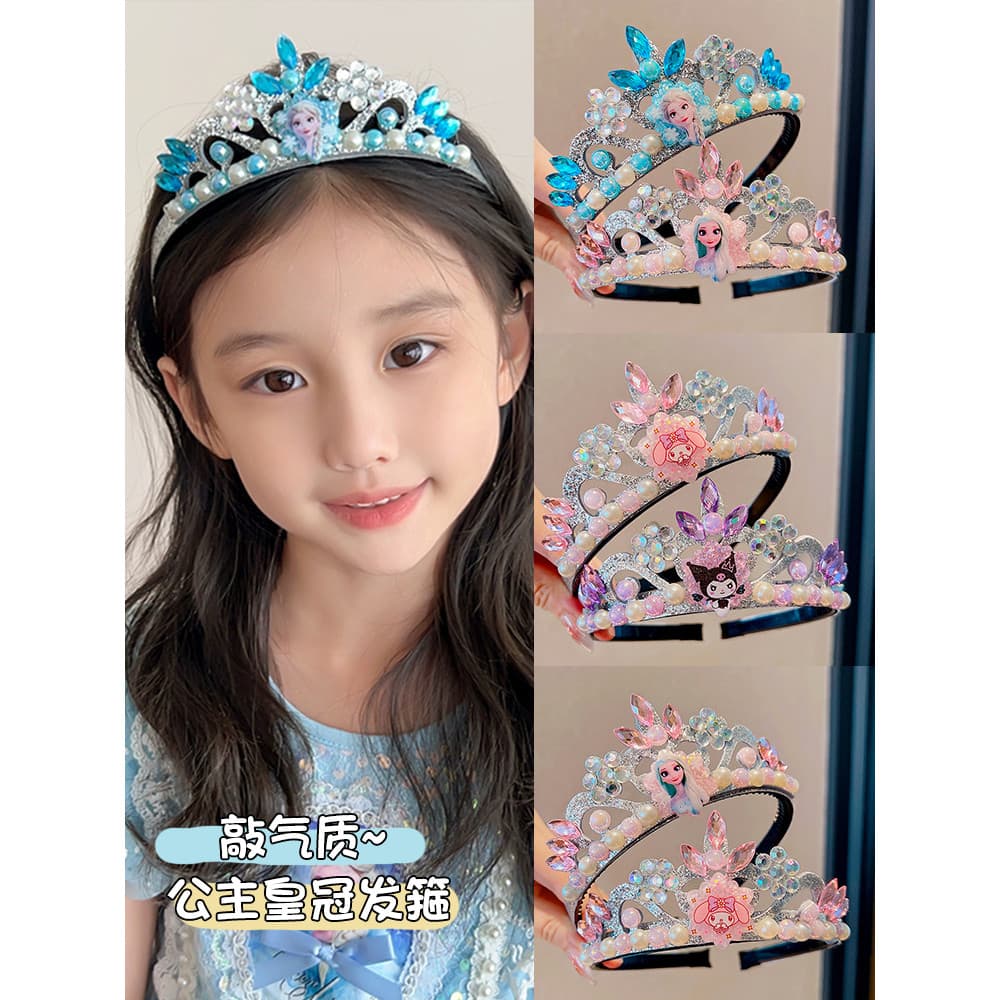 Princesa Elsa Princesa Coroa Tiara Infantil Meninas Não Estrangulam Acessórios de Cabelo Cabelo Quebrado Ferramenta Útil