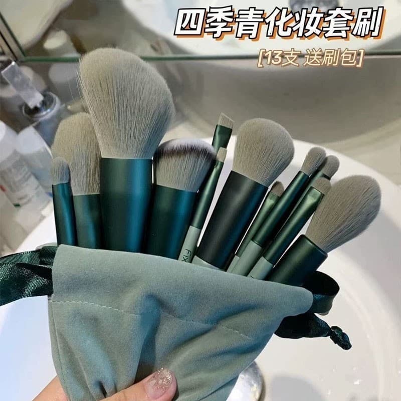 Genuíno 13 pincéis de maquiagem conjunto completo beleza escova de fibra de cabelo macio iniciante sombra escova correti