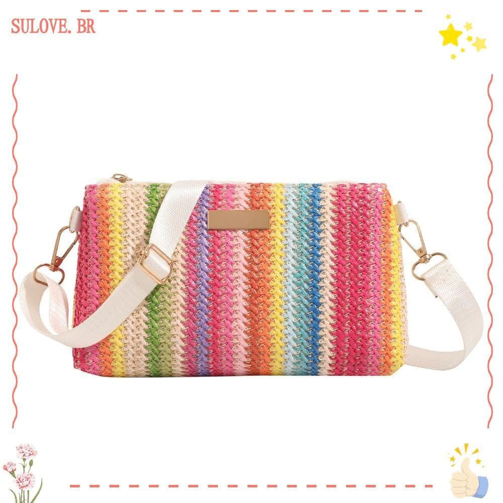 SULOVEDU Bolsa De Ombro Para Meninas , Colorida Portátil De Tecido Arco-Íris Crossbody Com Alça Ajustável