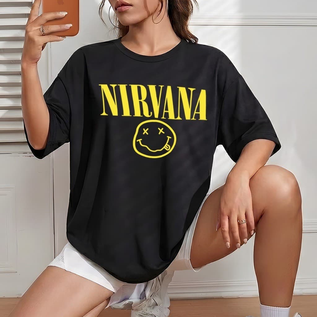 Camiseta Feminina Nirvana Rock Mpb Camisa 100% Algodão Fio 30.1 Penteado