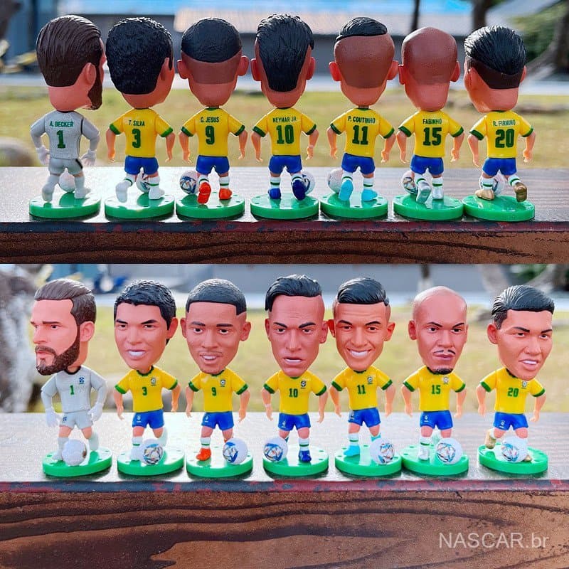 Bonecos de Futebol da Seleção Brasileira, 7cm, Braços e Cintura Móveis, Lembrança Esportiva