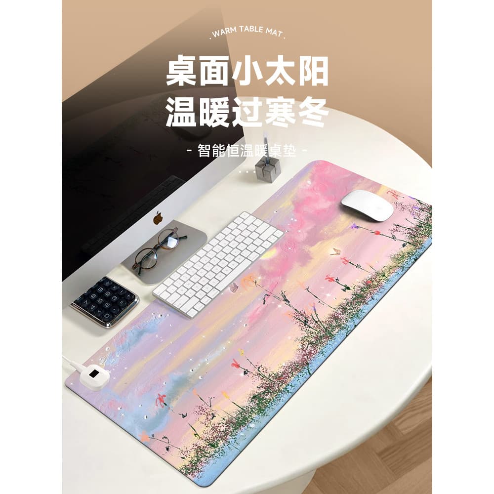 Pintura a óleo flor aquecimento mouse pad escritório grande bonito anticongelante mão computador mesa mais quente almofa