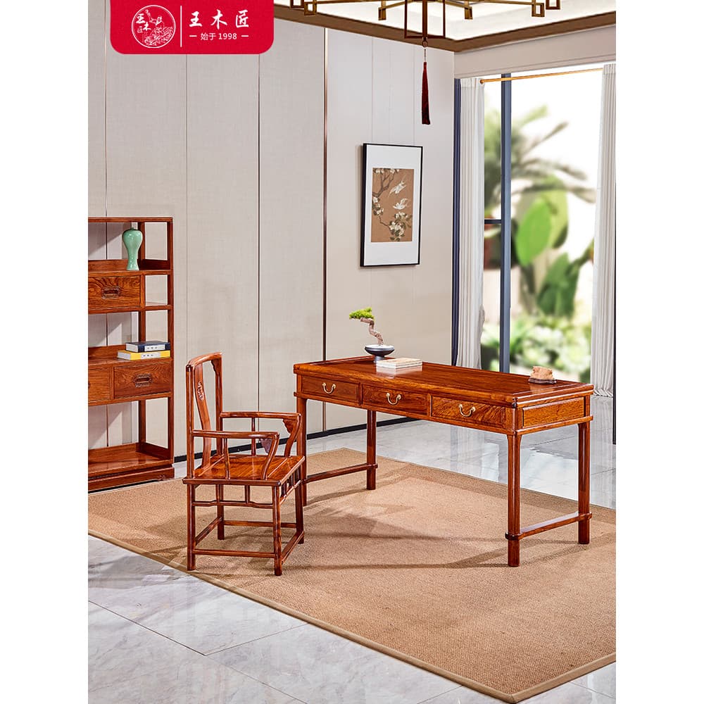 Wang carpinteiro ouriço vermelho sândalo mesa móveis de mogno novo chefe chinês cadeira de mesa pintura caso escrita mes
