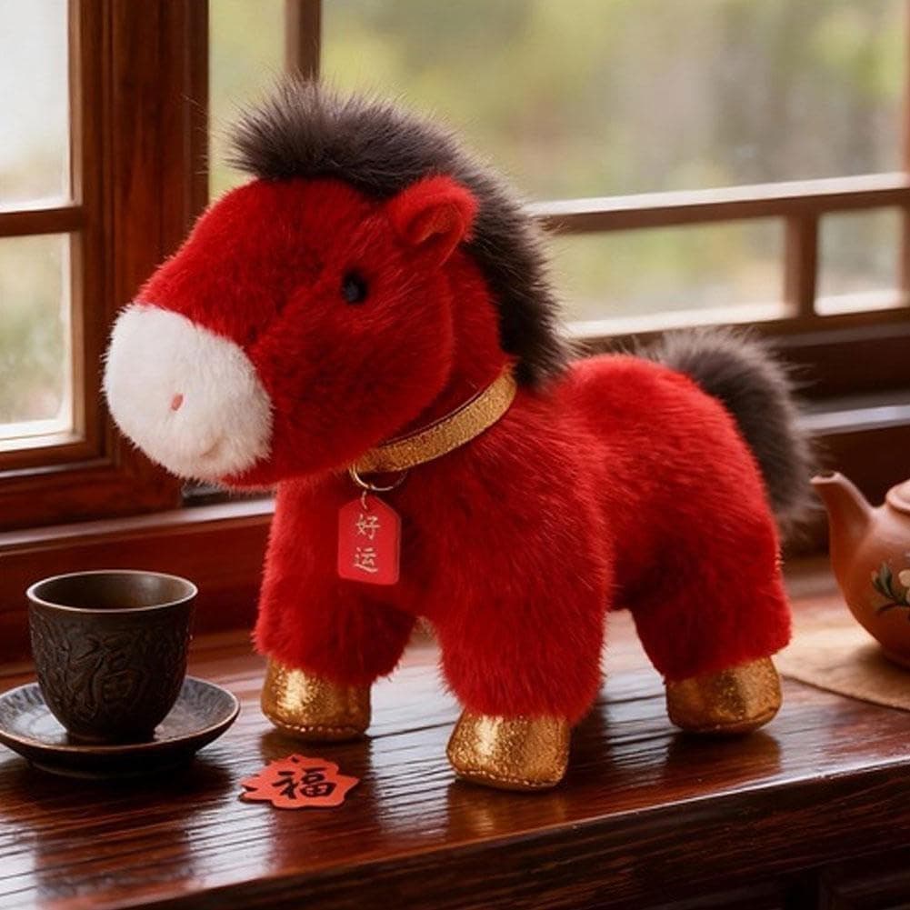 Ano do Cavalo de 2026, animais de pelúcia, boneco mascote de cavalo de pelúcia para o Ano Novo Chinês, decorações do zod