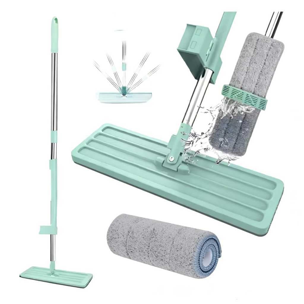 Rodo Mop Inteligente 360° Esfregão Flat Limpeza Microfibra +1 Refil