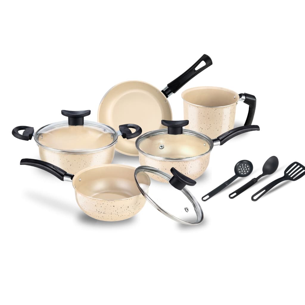 Kit Jogo De Panelas Brasilia 8 Peças Antiaderente Teflon