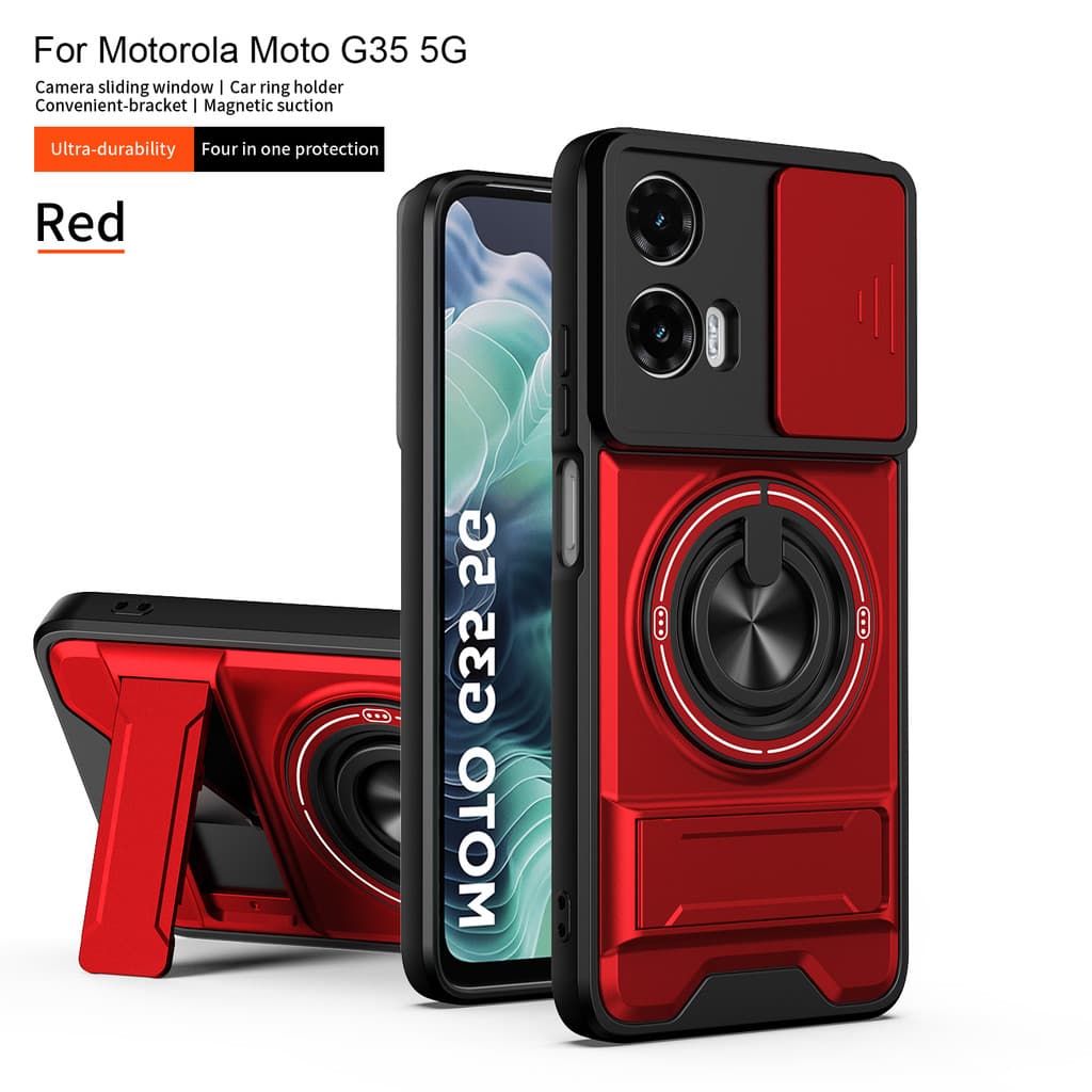 Capa Suporte Magnético Para Motorola G35 G37 Power G47 G34 G45 5G De Telefone À Prova De Choque Com Anel Do Capinha