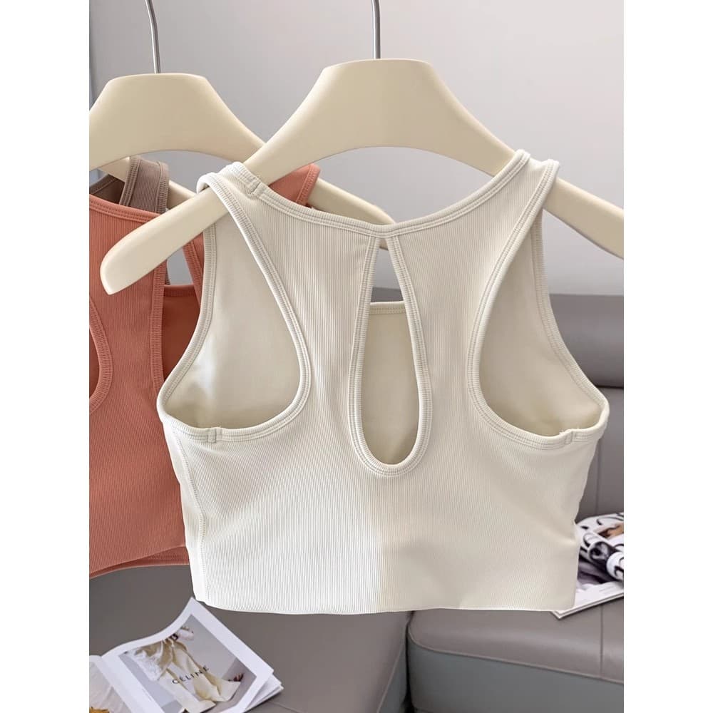 Colete de Yoga à prova de choque com almofada no peito oco volta superior roupa interior esportiva de uma peça à prova d