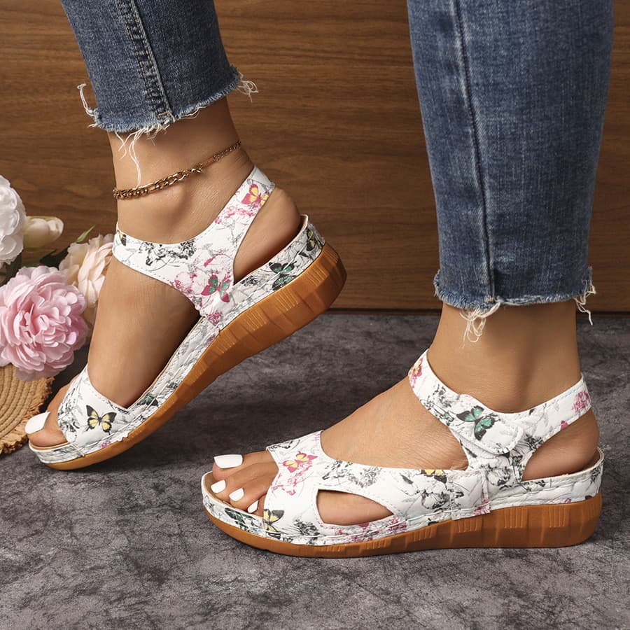 Sandálias femininas de sola grossa, sapatos leves e confortáveis de cunha 42 43 tamanho grande
