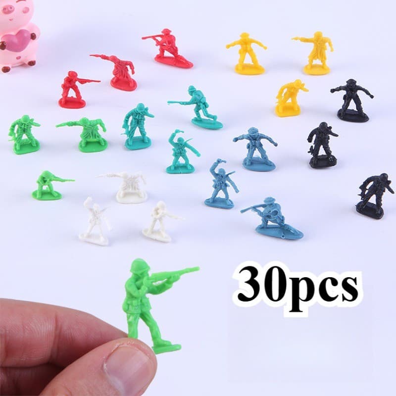 30 Figuras de Soldados Militares de Plástico de 3cm para Terra e Ar, Brinquedos de Guerra para Crianças