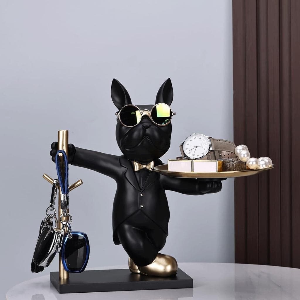 Estátua De Tigela De Porta-Chaves De Buldogue , Itens Essenciais De Quarto Masculino Para Decoração Legal , De Casa Mode