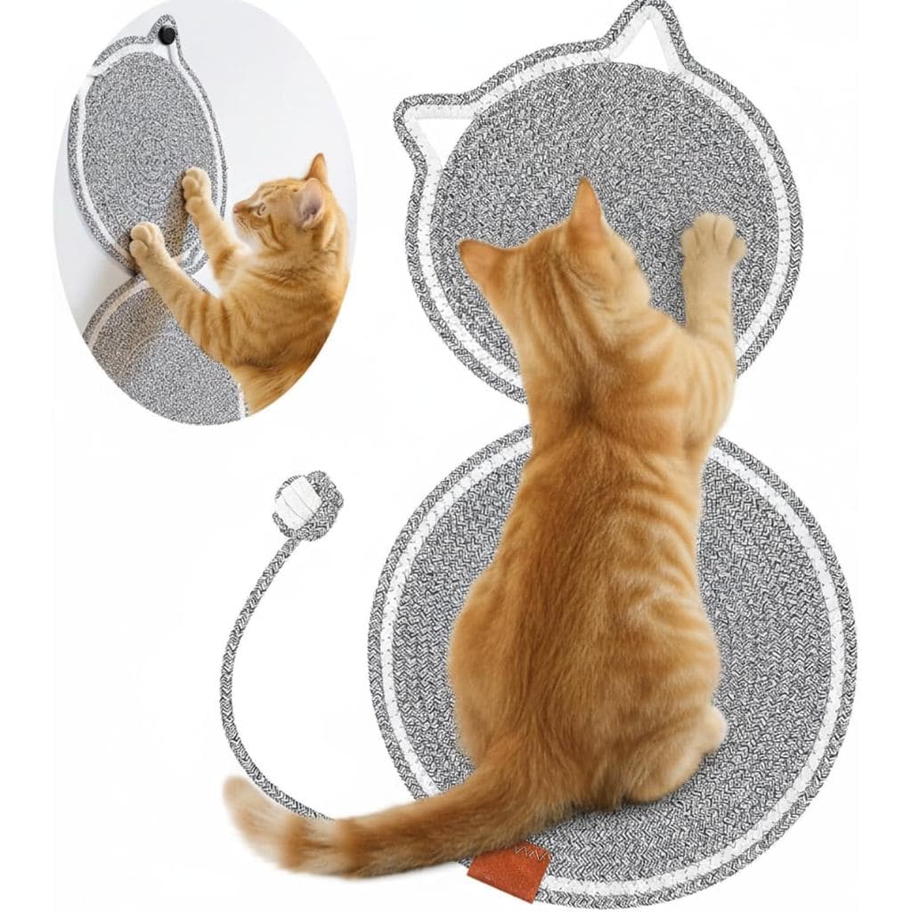 Tapete Arranhador Grande de 25,6 Polegadas para Gatos de Interior, Arranhador Plano de Corda de Algodão Natural com Ganc