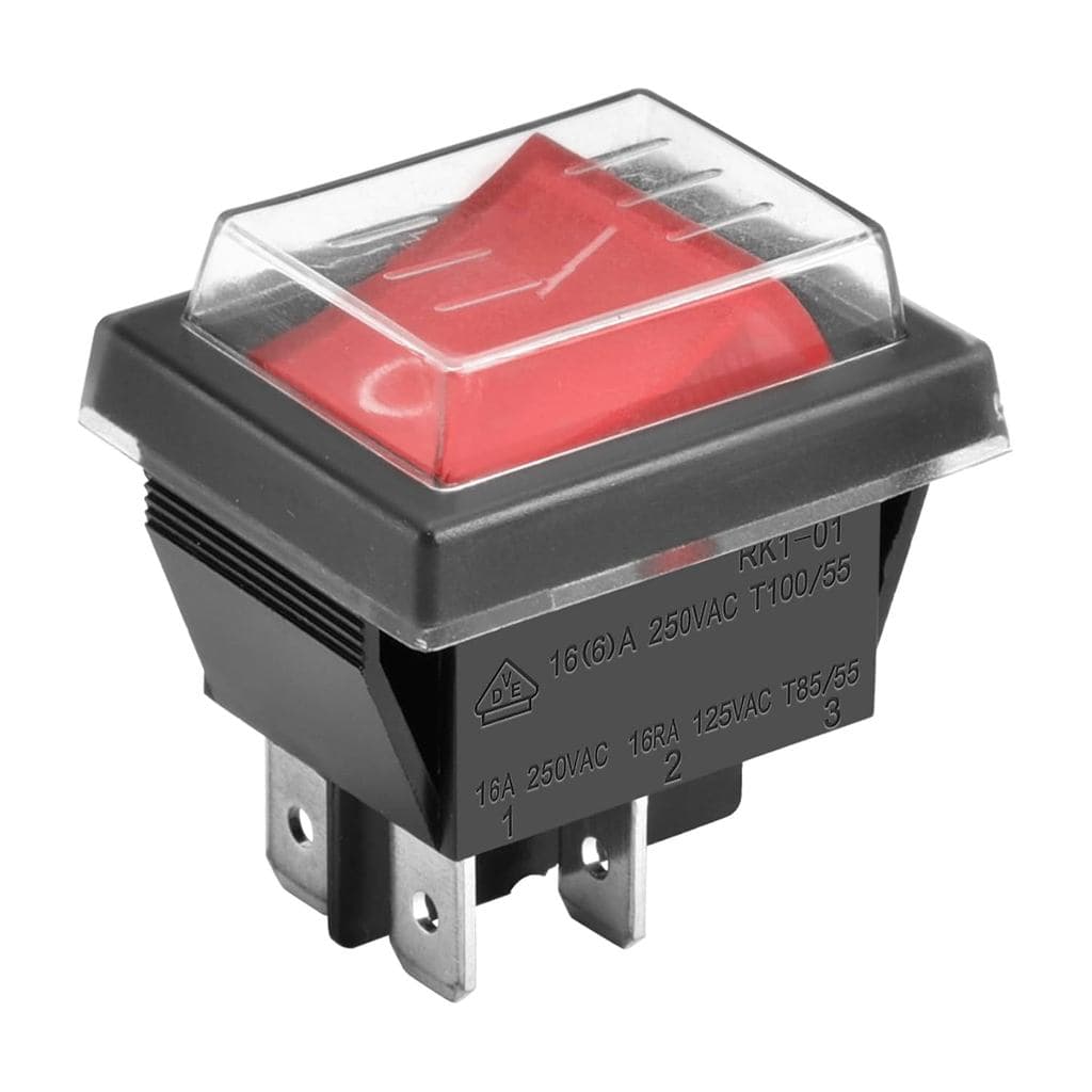 Interruptor basculante Heschen ON-Off DPST 4 terminais com luz vermelha 16A 250VAC com capa à prova d'água