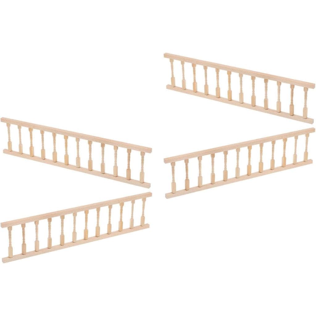 4 Peças de Corrimão de Madeira para Casa de Bonecas, Acessórios em Miniatura para Casa de Bonecas, Decoração de Cerca pa