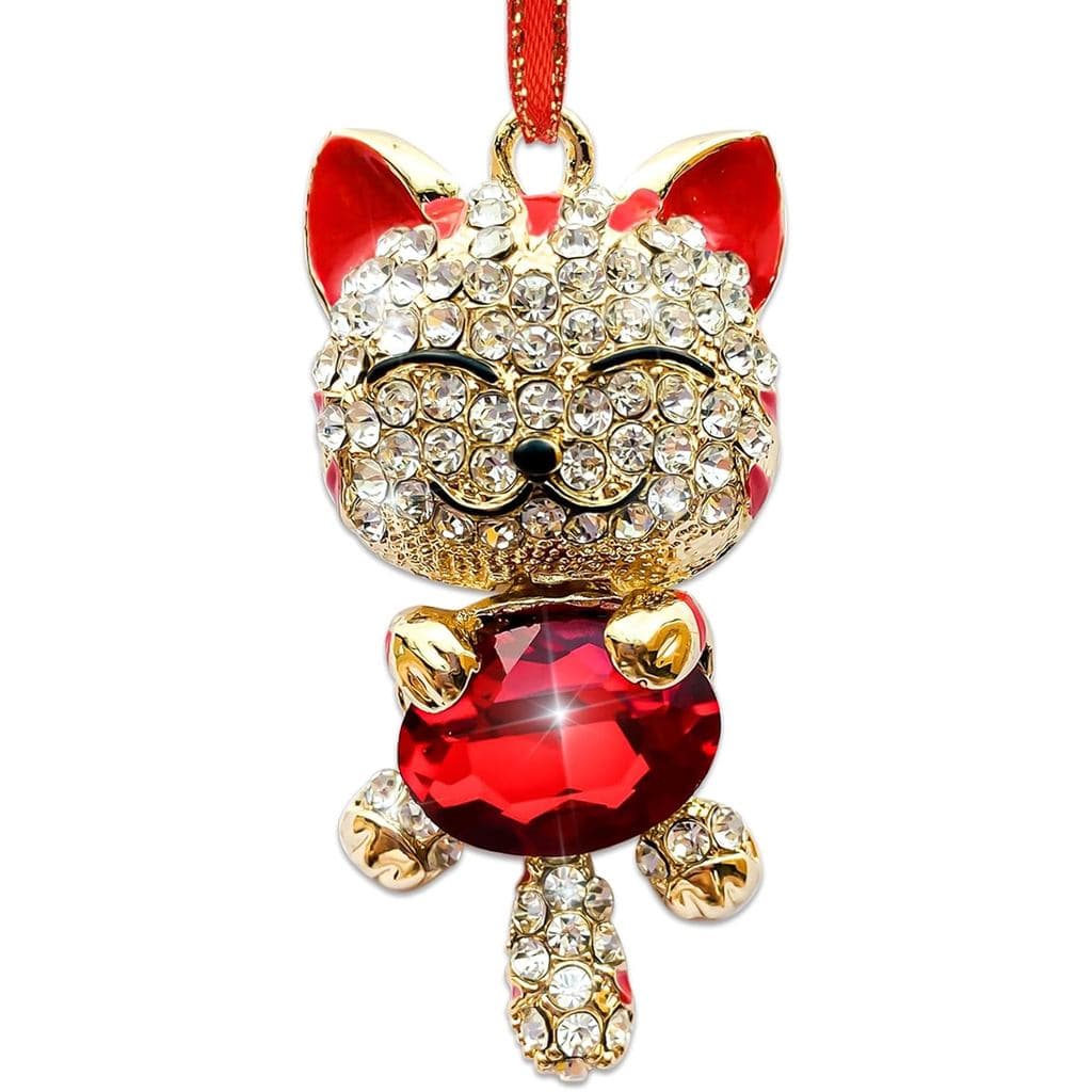 Enfeites de Natal de Gato de Metal 2025, Enfeites de Gato Vermelho para Pendurar na Árvore de Natal, Decorações de Natal
