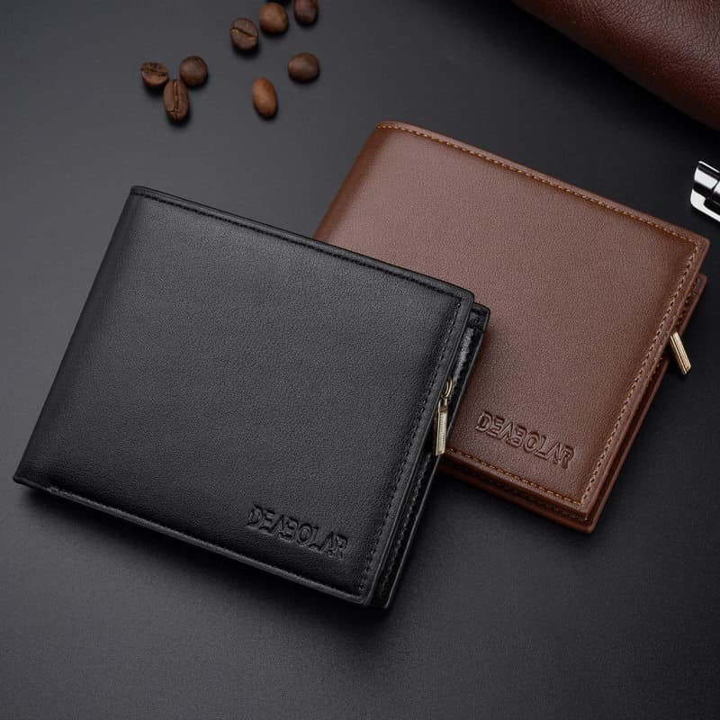 Nova carteira masculina Tri-Fold zíper carteira Multi-Slot para cartão carteira masculina com zíper