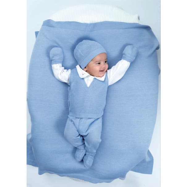 Saída Maternidade Menino Kit 7 Peças Fofinho André Premium Body Calça Colete Touca Manta RN Luxo