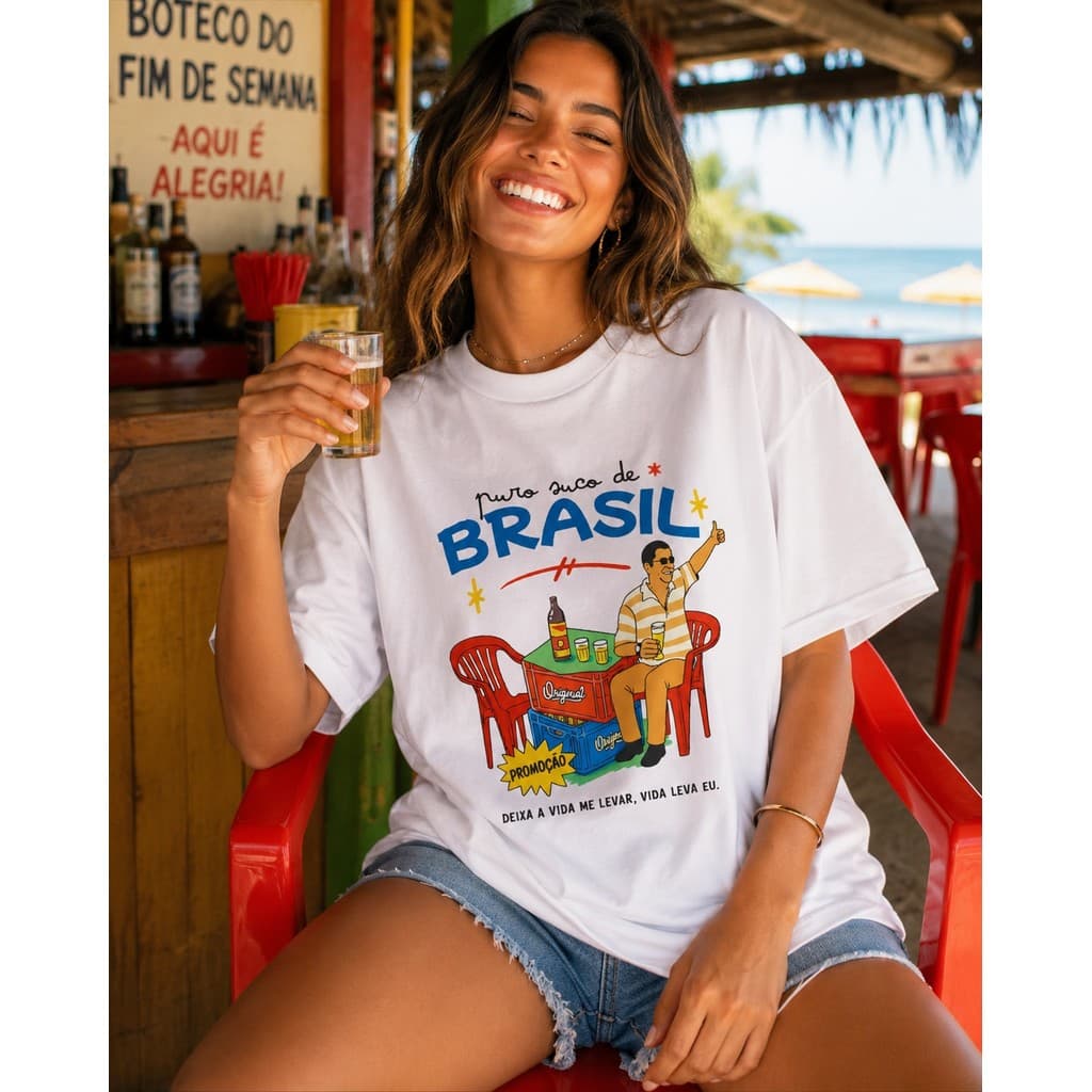 Camiseta Brasil Zeca Pagodinho Puro Suco Boteco Samba Pagode Cerveja Verão