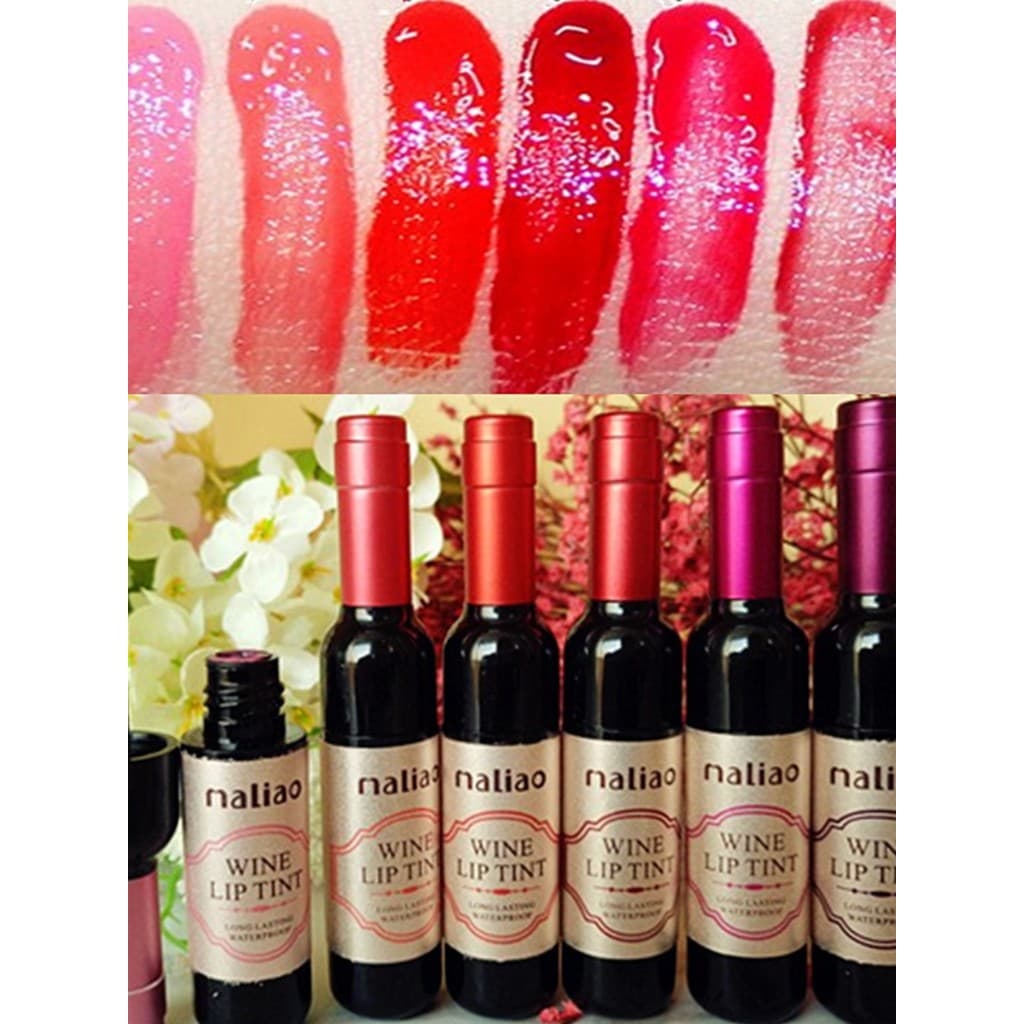 Mini espelho Dududu lábio esmalte garrafa de vinho tinto estudante tintura labial de longa duração não-desbotamento não-