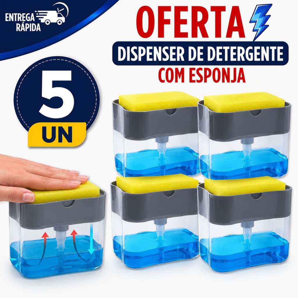 DISPENSER DE DETERGENTE COM ESPONJA  ORGANIZADOR DE PIA COZINHA ECONÔMICO