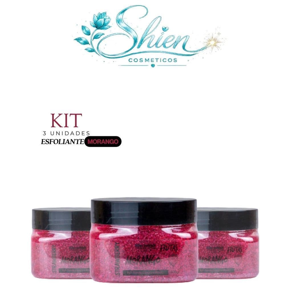 Kit 3 Esfoliante Frutas Corpo E Rosto Morango 300G Rhenuks (Afilhado)
