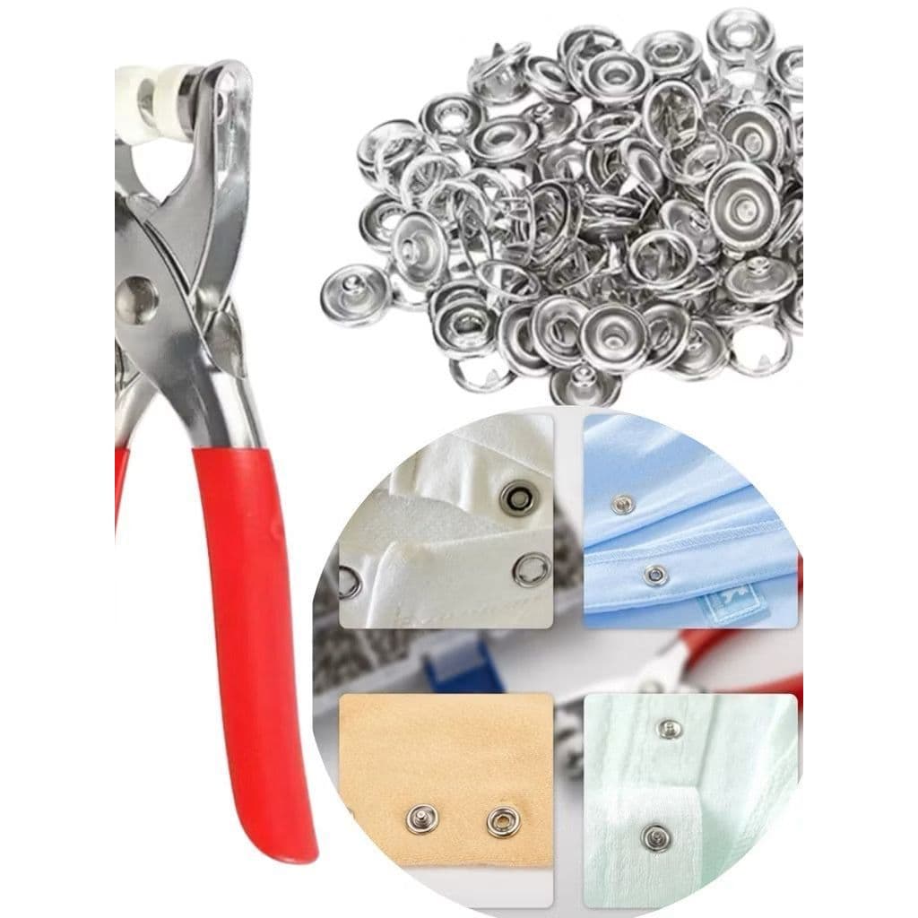 Alicate Aplicador de Ilhóes C/ 100 Botões De Metal Tic-Tac Ajuste de Roupas
Alicate de Aplicação de Botão de Pressão