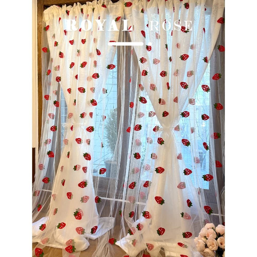 Cortina francesa de camada dupla sem perfuração para quarto infantil, cortina de gaze de renda, meia cortina de porta, d