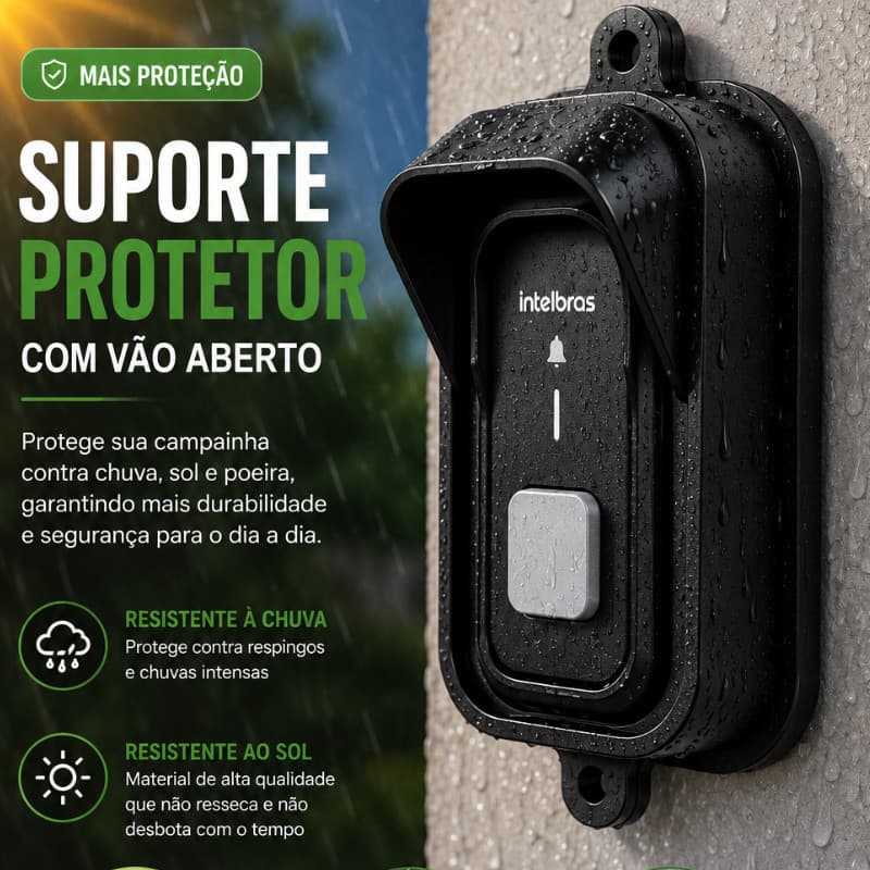 Protetor Antichuva e Antifurto para Campainha Intelbras CIB101 / CIB101S | Capa Antivandalismo (Somente Protetor) -Forte